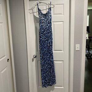 Blue Leopard Sheer long dress